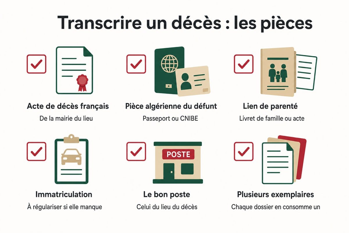 Transcrire un décès : les pièces
